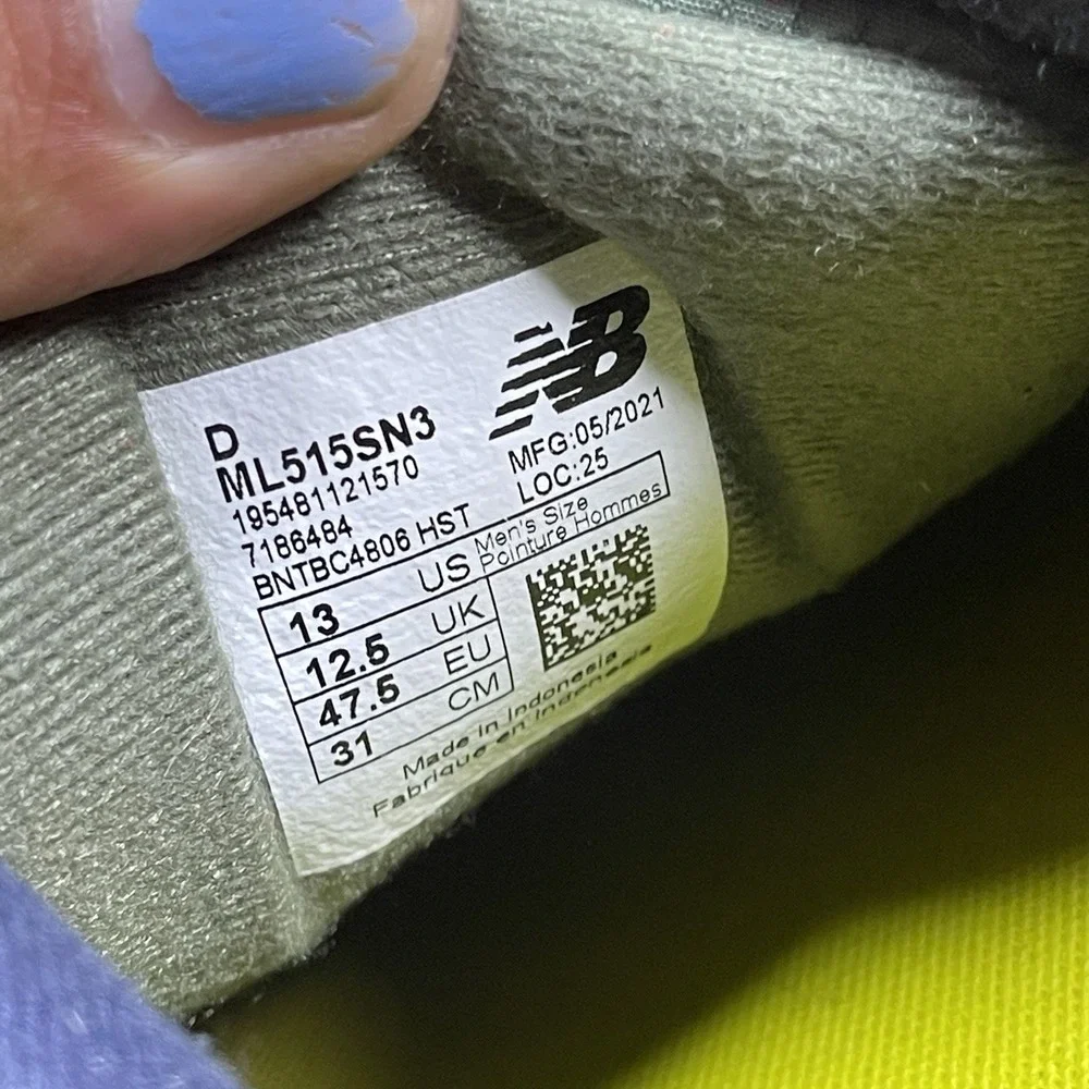 NEW BALANCE Classics 515SN3 Sage Green Navy Blue Running Shoes Mens Size 13